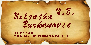 Miljojka Burkanović vizit kartica